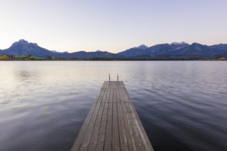 Steg am Hopfensee, Allgäu Alps, Hopfen am See, Ostallgäu, Bavaria, Germany, Europe