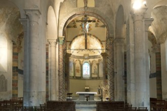 Biozat painted church. Church Saint Symphorien choir. Allier department, Auvergne Rhone Alpes,
