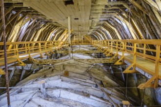 In the attic above the vault of St. Martin's Church in Memmingen in Unterallgäu, Swabia, Bavaria,