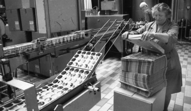 Milk processing at Westmilch on 20.05.1980 in Bochum, Germany, Europe