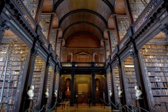 Long Room, the old library of Trinity College, University, Dublin, Republic of Ireland
