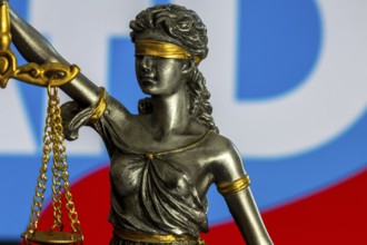 Justitia in front of the AfD logo (symbolic image) . The Office for the Protection of the