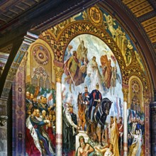 Central triptych with the Apotheosis of the Founding of the Empire by Hermann Wislicenus, mural,