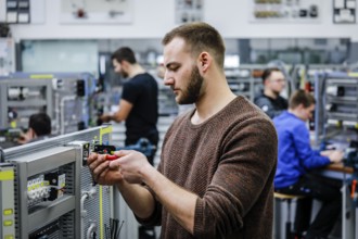 Remscheid, North Rhine-Westphalia, Germany - Trainees in electrical professions, an industrial