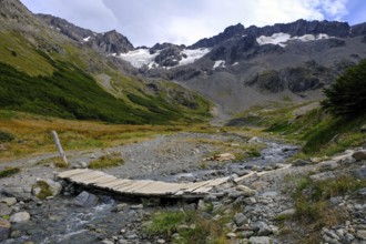 Ushuaia, Tierra del Fuego, Argentina, hiking trail to the Martial glacier on Cerro Martial,