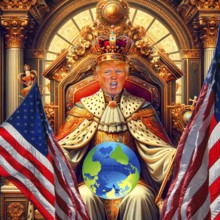 Symbolic image, King Donald, world upside down, Donald Trump sees himself as a majesty above the