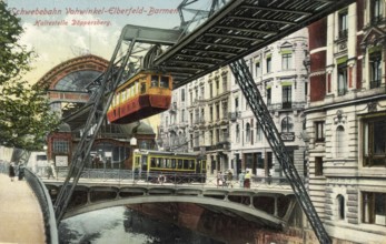 Historical postcard, picture postcard, suspension railway in Elberfeld, today Wuppertal, North