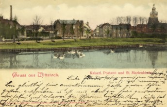 Historical postcard, picture postcard, Witttstock Dosse, Brandenburg, Germany, digitally enhanced