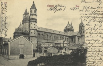 Historical postcard, picture postcard, Worms, Rhineland-Palatinate, Germany, digitally enhanced