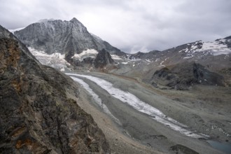 Mountain landscape with glacier Glacier de Cheilon and summit Mont Blanc de Cheilon, Valais,
