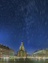 Altmarkt with Church of Our Lady Land Time Exposure Night Dresden Germany