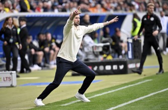 Goal celebration Coach Christian Ilzer TSG 1899 Hoffenheim PreZero Arena, Sinsheim,