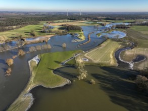 Haltern am See, North Rhine-Westphalia, Germany, floods on the Lippe, river in the Ruhr area, the
