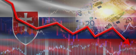 Slovakia financial crisis on economic graph. Financial fall of Slovakia on economy market