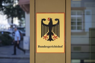 Karlsruhe, Baden-Württemberg, Germany, Federal Court of Justice, sign with the Federal Eagle emblem