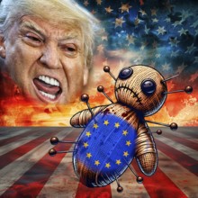 Symbolic image, democracy versus autocracy, US democracy in danger, EU and Germany as scapegoats,