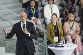 Friedrich Merz (CDU), Chancellor of the Federal Republic of Germany, at the opening statement for