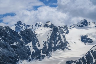 Stilfserjoch, Vinchgau, South Tyrol, Italy, mountain landscape on the Ortler, Italian Alps, snowy