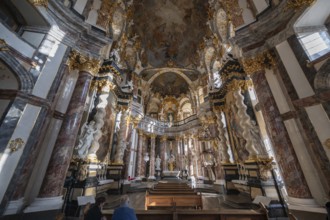 Interior of the Court Church of the Würzburg Residence, consecrated in 1743, Würzburg, Lower