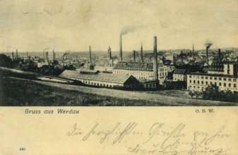 Historical postcard, picture postcard, Werdau, Saxony, Germany, digitally enhanced reproduction of