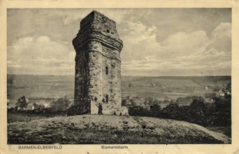 Historical postcard, picture postcard, Bismarck Tower near Barmen-Elberfeld, today Wuppertal, North