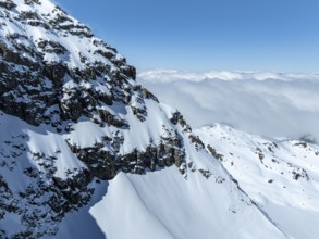 Flank with ascent route, Piz Kesch mountain peak, Grisons Haute Route, Albula Alps, Rhaetian Alps,