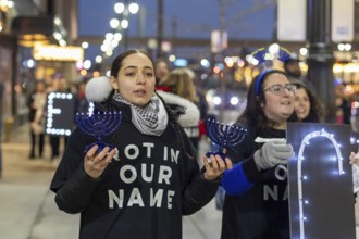 Detroit, Michigan USA, 7 December 2023, On the first night of Hanukkah, Jews for Ceasefire carried