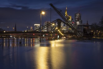 After persistent rainfall, the River Main burst its banks in the eastern harbour area of Frankfurt