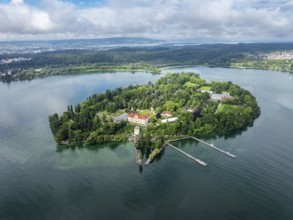 Aerial view of the island of Mainau in Lake Constance, district of Constance, Baden-Württemberg,