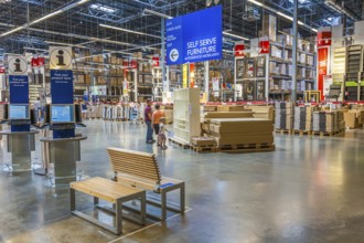 Customers inside warehouse area of IKEA home store