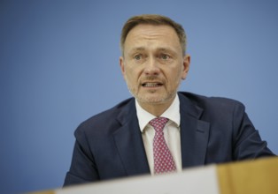 Christian Lindner (FDP), Federal Minister of Finance, presents the 2025 budget at the BPK. Berlin,