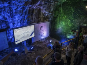 Cruachan hydro-elektric power station, view of machine hall, part of guided tour, lake Loch Awe,