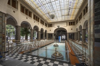 Historic fountain hall with glass dome, inaugurated in 1842, replaced by a new building in 1911,
