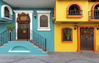 Puerto Vallarta colorful streets in historic city center near the sea promenade (Malecon) and Playa