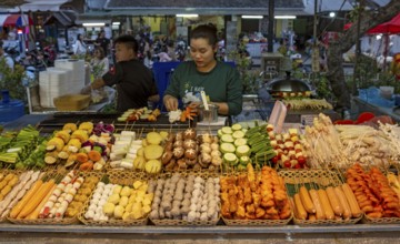 Food stall at Luang Prabang night market, Laos, Asia