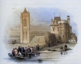 Church in Gorcum around 1850, Holland, Historical, digitally restored reproduction from a 19th