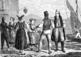 People in traditional costumes from Istria, then Italy, around 1860, Historical, digital