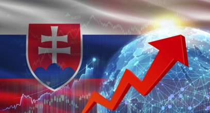 Global financial growth with Slovakia flag. Financial growth with Slovakia flag on economic
