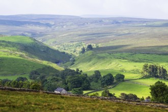 Farms over North Pennines, Cumbria, Durham, Northumberland, North Yorkshire, England, United
