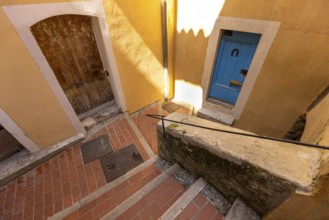 France, French Riviera, scenic Menton old city streets in historic center, Europe