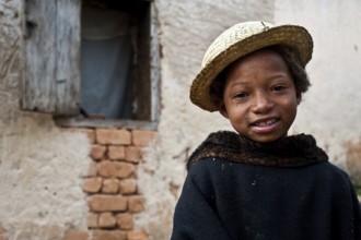 Portrait of a girl belonging to the Betsileo ethnic group. Near Ambositra, Madagascar, Africa