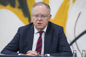 Stephan Weil (Minister-President of Lower Saxony, SPD) at a press conference after the