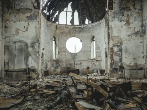 Destroyed church, Staryi Saltiv, Ukraine, Europe
