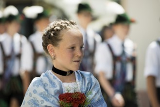 Traditional traditional costume parade, Garmisch-Partenkirchen, Werdenfelser Land, Upper Bavaria,