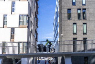 The Parkbruk, cycle and pedestrian bridge in the city centre of Antwerp, crosses a multi-lane city
