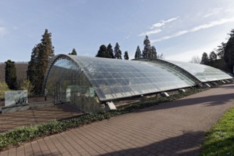 Roman bath ruins with glass canopy, spa town of Badenweiler, Black Forest, Markgräflerland,