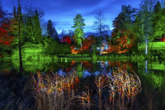 Parkleuchten, event in winter, in the Grugapark in Essen, many different light installations,