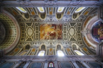 Interior view, parish church Igreja da Encarnação, ceiling, ceiling painting, perspective covered