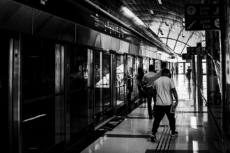 Black and white photography, Metro stations and railway stations, Dubai, United Arab Emirates,