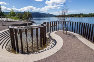 Memorial for the Utøya terror attack of 2011, metal pillars for every person killed, Utøyakaia at